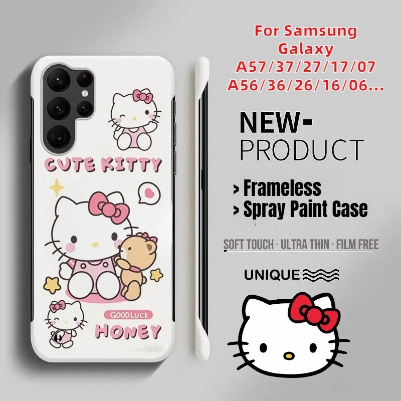 Frameless HELLO KITTY KUROMI PC Anti-drop Coque Case for Samsung Galaxy A57/37/27/17/07/56/36/26/16/06/55/35 Sanrio Cover Fundas