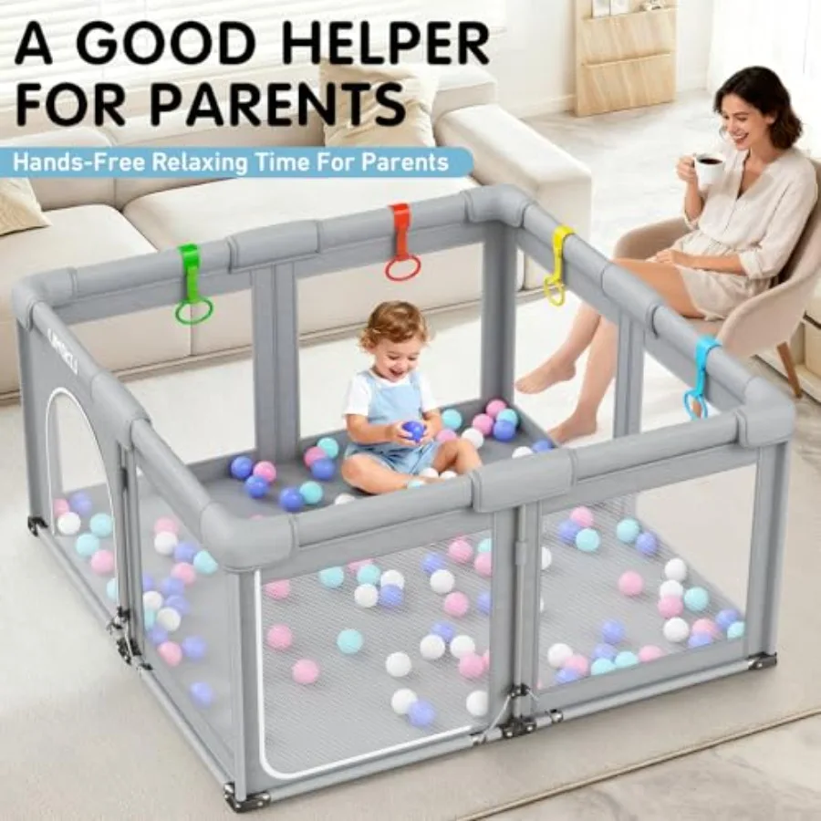 Baby Playpen Foldable Playpen for Babies and Toddlers Large Playpens Portable Play Pen with 2 Doors Safety Area for Kid Fence T