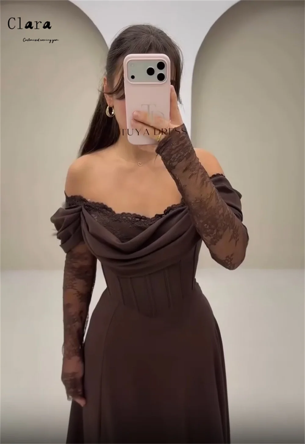Clara Custom Off-shoulder Lace Embroidery A Line Luxury Dresses 2025 Women's Evening Dress for Weddings Long Prom Dress Party