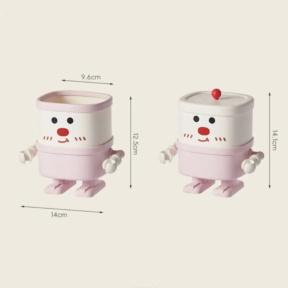 Cute Cartoon Pen Holder with Hook Dustproof Desktop Storage Box Creative Multipurpose Makeup Brush Organizer