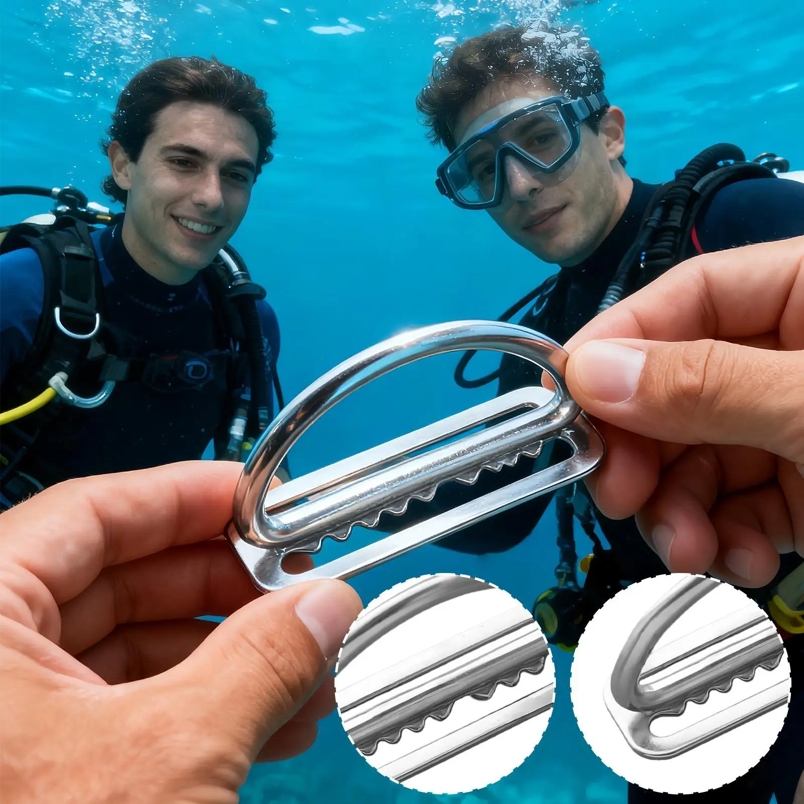 مشبك على شكل حلقة على شكل حرف D مكون من قطعتين، مشبك مرفق آمن للغوص وحزام الوزن للغطس اليومي وتسلق الصخور في الهواء الطلق #1
