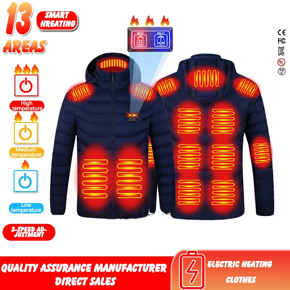 Winter Warm Heating Jacket Heated Coat USB Electric Heating Jacket Windproof Outdoor Hiking Heated Cotton Clothing