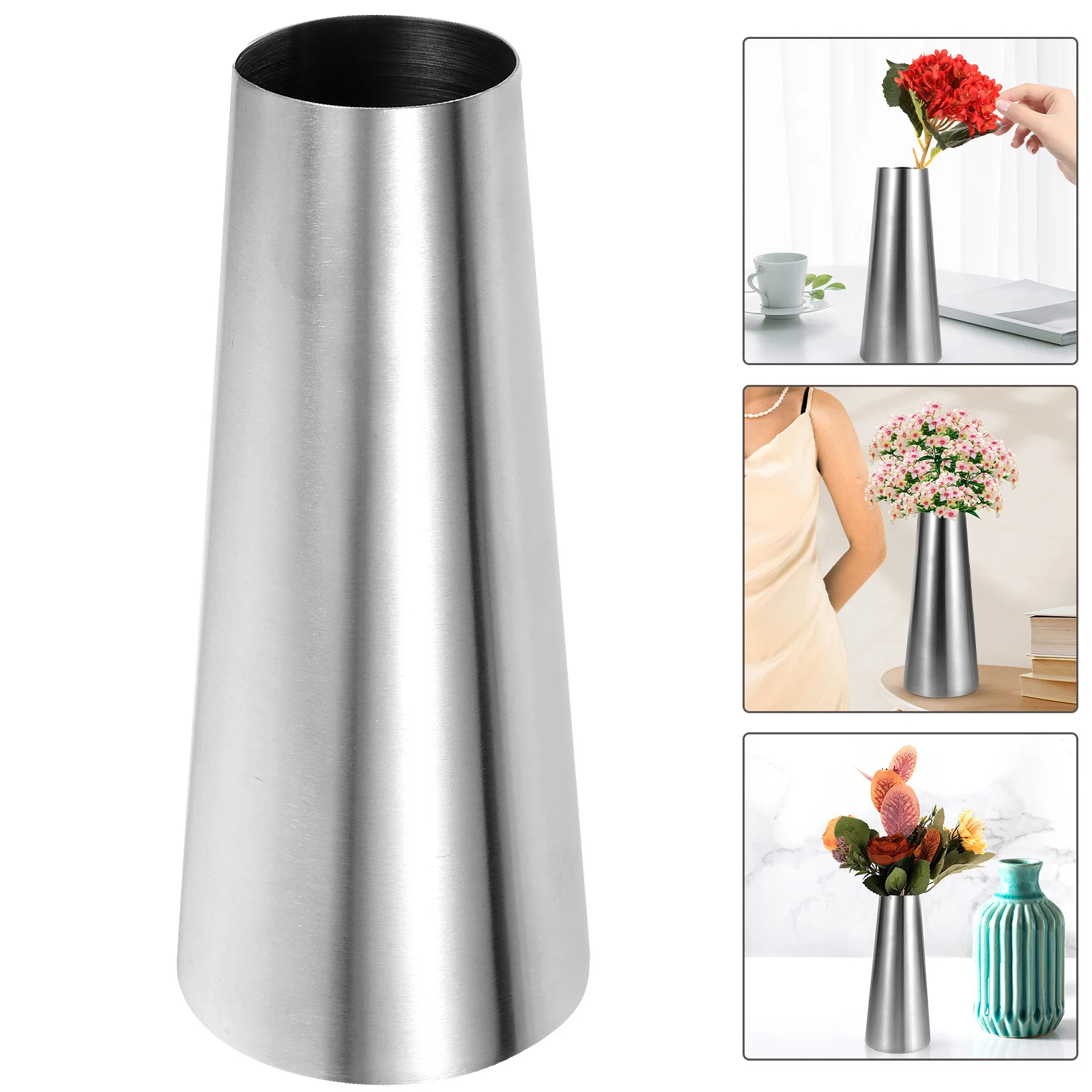

Metal Flower Vase Stainless Steel Planter Desktop Decor Versatile Design Exquisite Craftsmanship Stainless Steel Planter