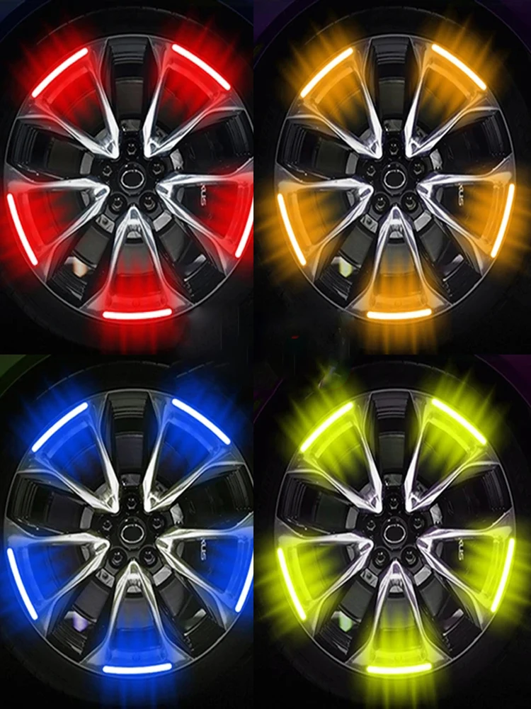 Bandes réfléchissantes pour moyeu de pneu de roue de voiture, 40/20 pièces, pour moteur de voiture, haute réflexion, avertissement de nuit, autocollant réflecteur de sécurité pour la conduite