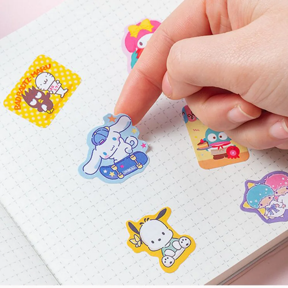 40Pcs/bag Sanrio Stickers Hello Kitty Kuromi Cinnamoroll Hand Account Cartoon Decal Decorative Waterproof Sticker Kids Toys