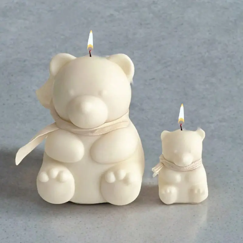1, sitzende Bären-Silikon-Kerzenform, minimalistische Windwachs-Aromatherapie im koreanischen Stil, handgefertigtes Bären-Silikon