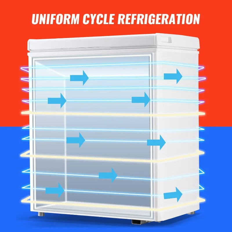 فريزر صغير عميق مفتوح الباب، فريزر صغير الحجم، مع سلة تخزين قابلة للإزالة لمرآب المطبخ المنزلي باللون الأبيض