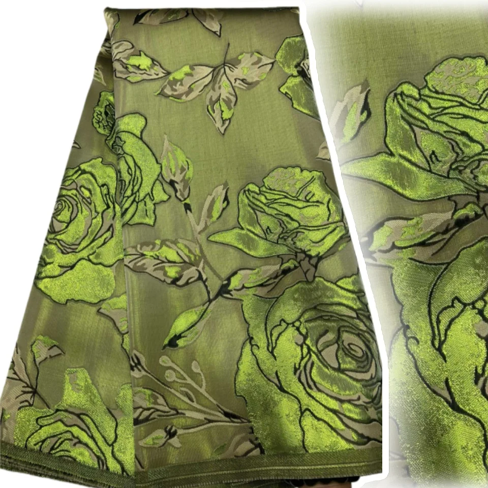 

2026 Hot Sale African Brocade Lace Fabric Nigerian Jacquard Lace Fabric Organza Lace for Evening Prom Women Dresses 5 Yards 1963
