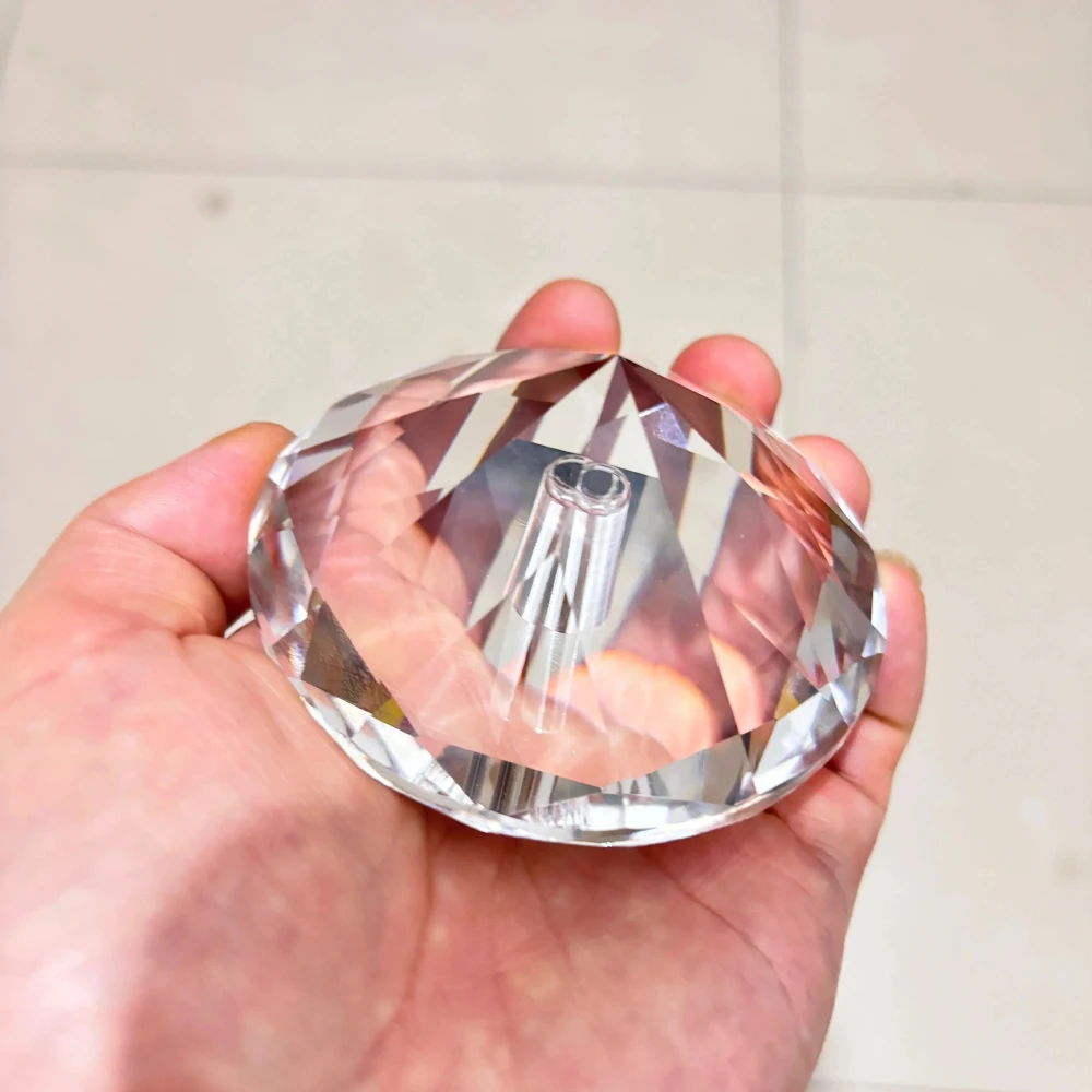 Clear Crystal Glass Vinyl Record Weight Stabilizer, Diamond Pyramid Turntable Disc Stabilizer, 80mm 240g