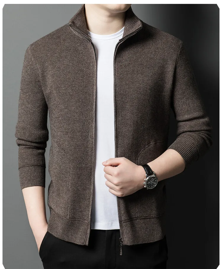 Solid Color Long-sleeved Stretch Cardigan for Men, Daily Casual Warm Sweater.Fall Jacket M-4XL M299