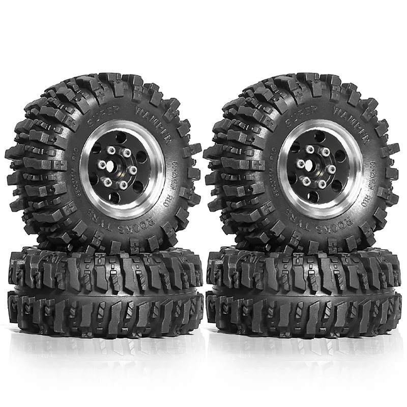 

4pcs 55mm 1.0" Metal Beadlock Wheel Tire Set For 1/18 1/24 RC Crawler Car TRX4M SCX24 AX24 FCX24 Upgrade Parts Accessories