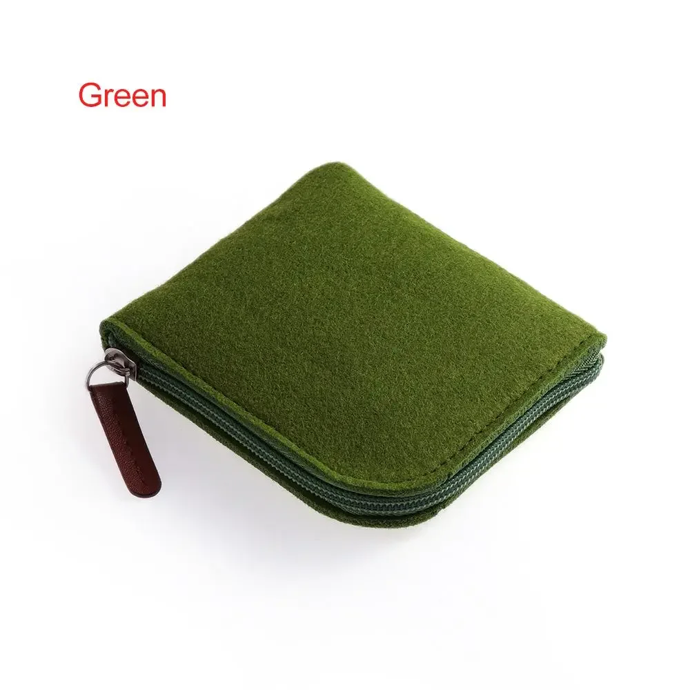 

Green Felt Mini Coin Purse Wallet Women Men Change Bag Credit Card ID Holder Wallets Key Chain Mini Bag Felt Retro Bag