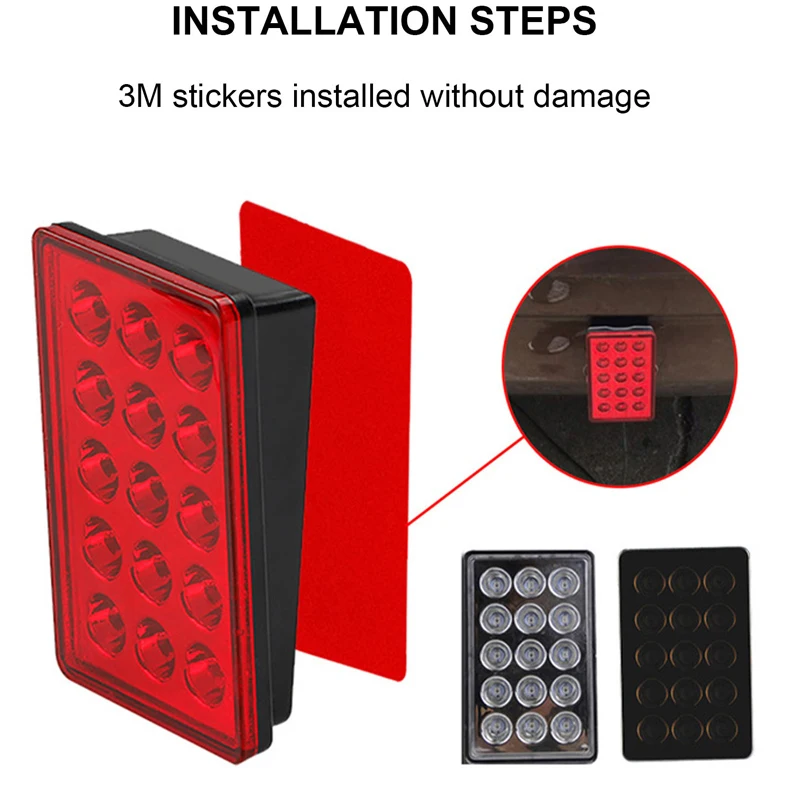 15led Rear Tail Lights F1 Style Led Brake Pilot Lights 12V Auto Flash Warning Reverse Stop Safety Signal Lamps For Car SUV Moto