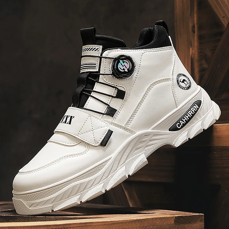 

Осенние трендовые мужские ботинки на платформе, мужские рабочие ботинки с вращающимися пуговицами, удобные кожаные мотоциклетные ботинки, мужские уличные ботинки