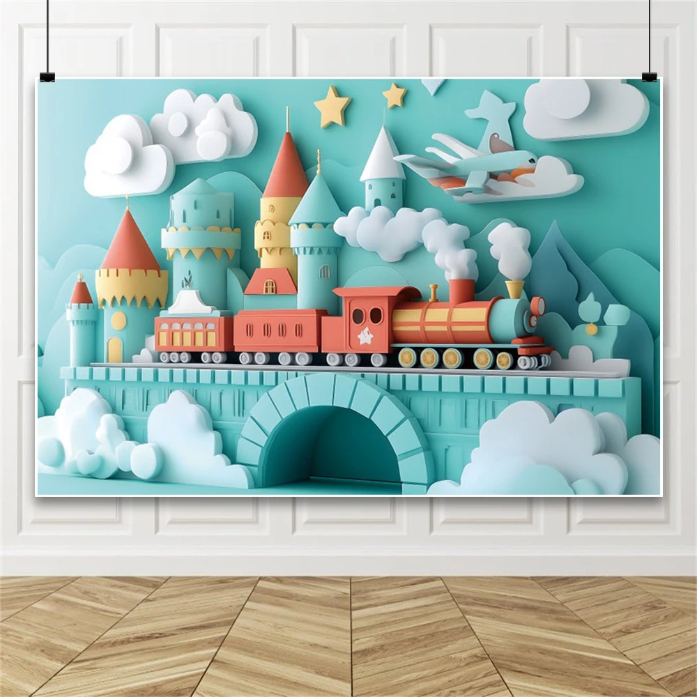 الأزرق قطار الطائرة خلفية التصوير الفوتوغرافي قوس جسر القلعة منطاد الهواء الساخن الغيوم نجوم خلفية صور الدعائم