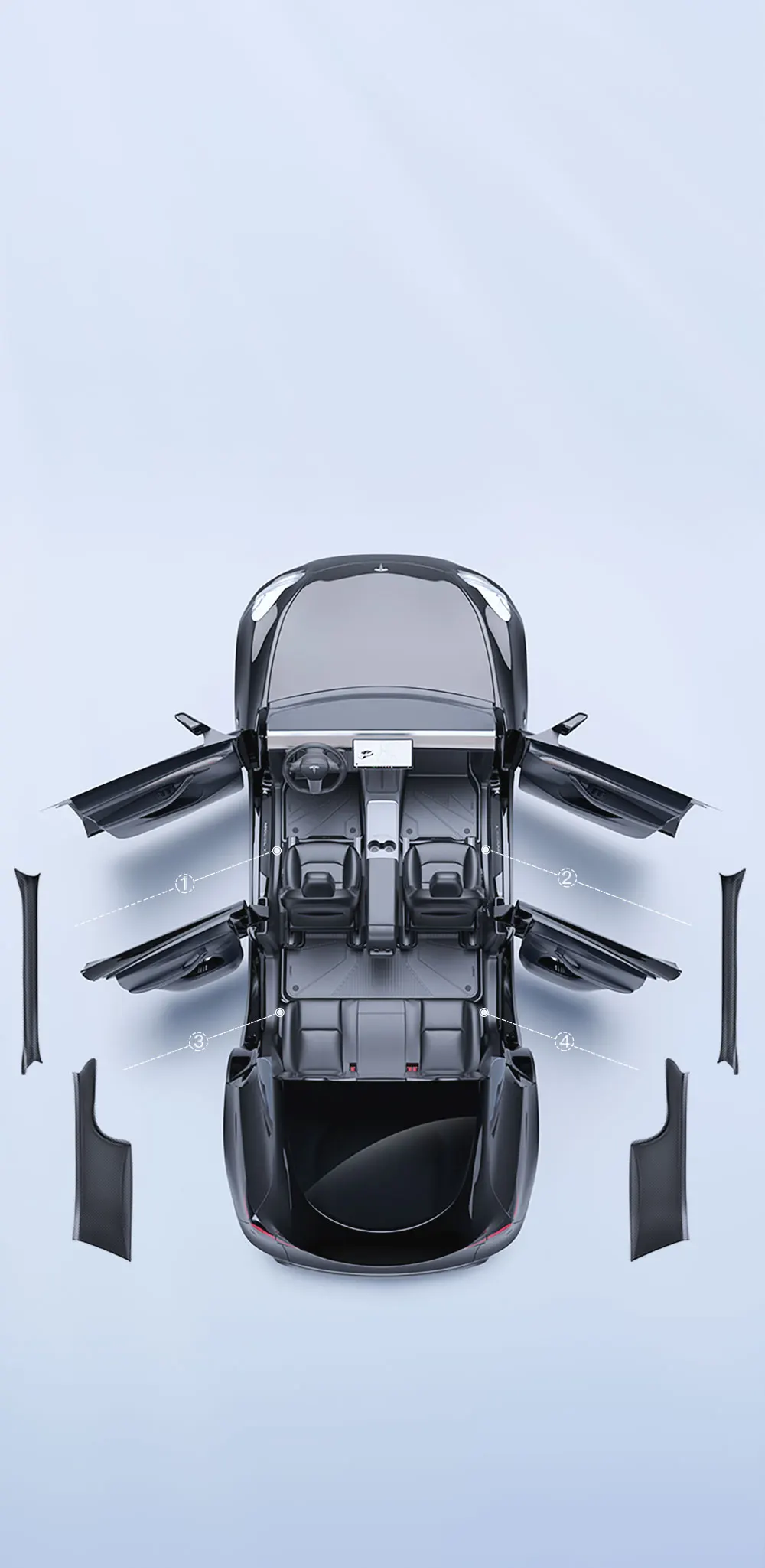 YZ für Tesla Model 3Y Highland Juniper 2021–2025, hintere Einstiegsleiste, Schutzleiste, Sitz, Anti-Kick-Pad, Eckenschutz, Zubehör – Detail 10