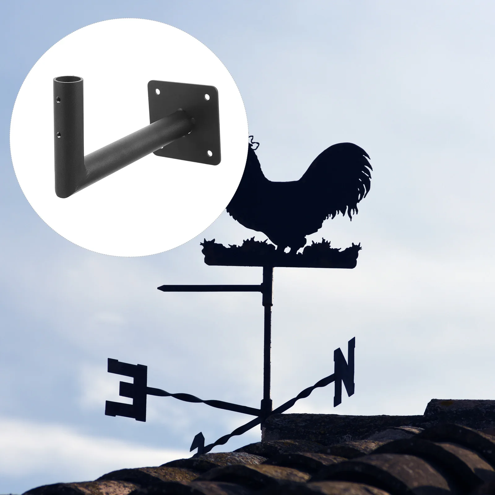 

Zerodeko 1 Set Weather Station Mounting Pole Roof Bracket for Outdoor Antenna Support Black