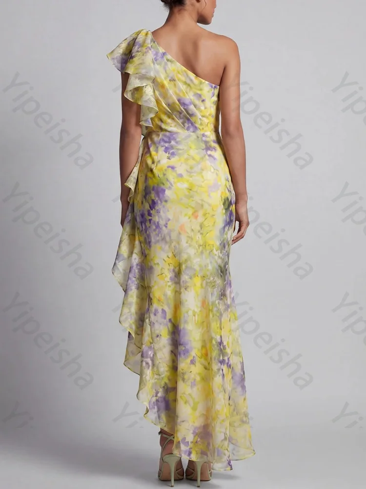 Customized One-shoulder Mermaid Ruffles Mother of The Bride Dresses Elegant Evening Dress Exquisite High Quality Prom Party Gown