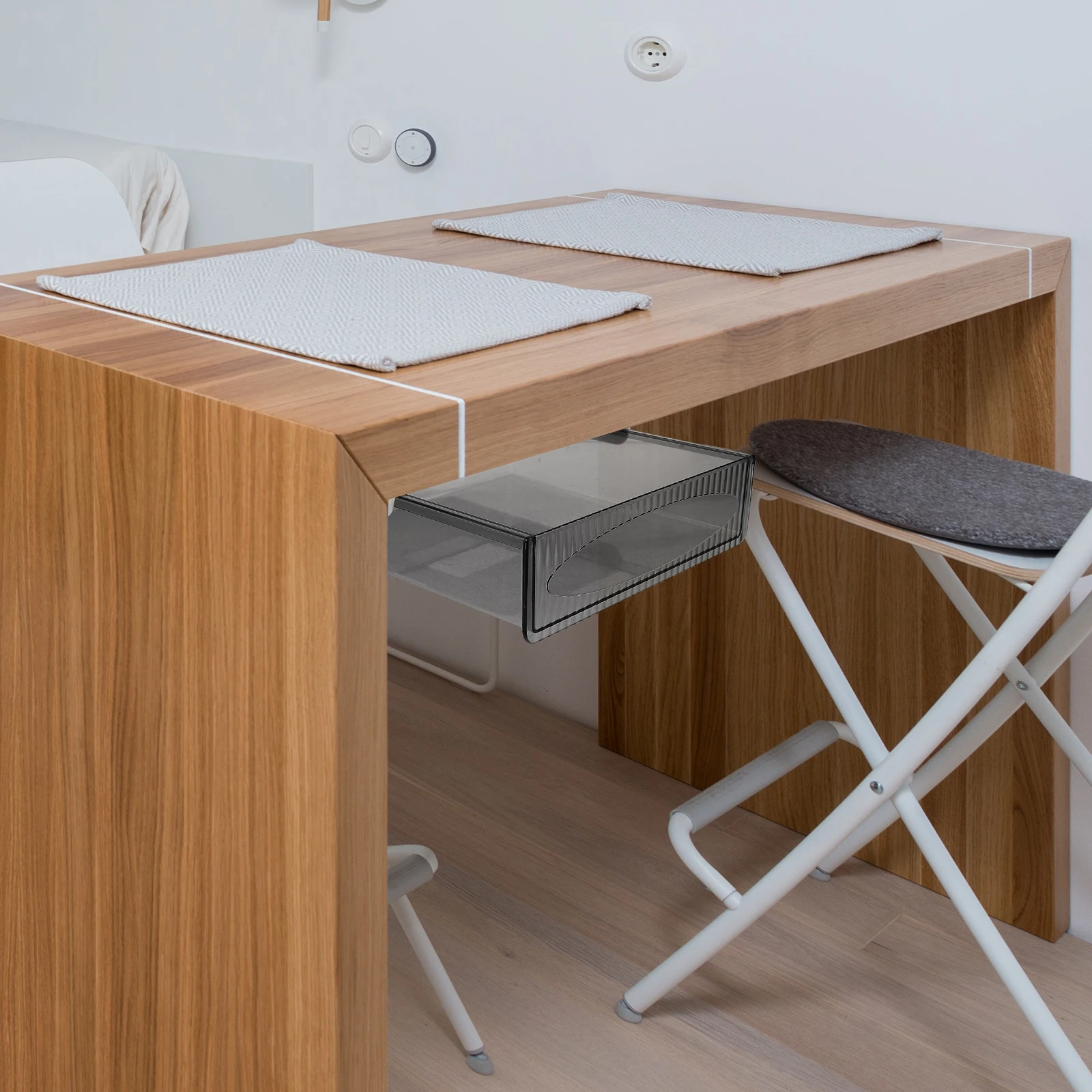 

2 Pcs Under Desk Drawer Hidden Storage ganizer Large Capacity Desktop Drawer Plastic Box for Office Supplies Wall for Home