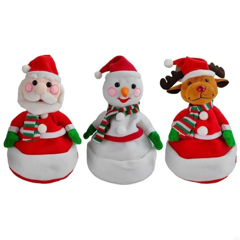 Light-Up Christmas Hat LED Santa Hat Electric Moving Santa Hat for Christmas Party Cosplay Dress-up Costume Props