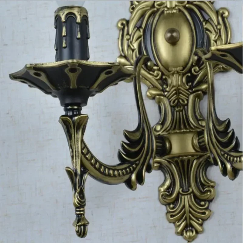 

Hallway Corridor Pull Tail 2 Arms Candle E14 Wall Lamps Iron Vintage LED Bulb Dining Room Wall Sconce Bathroom Lamp