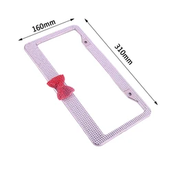 Universal Car Bling Crystal License Plate Frame Women Rhinestone License Plate Frame Cover Cute Bowknot Car Accessories 31*16cm