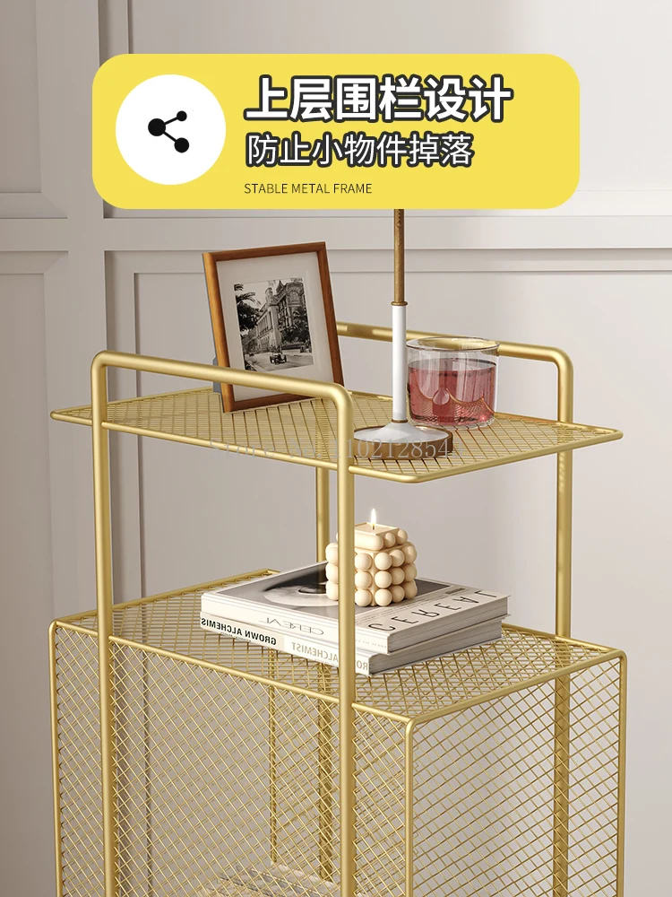 23cm width Narrow Iron Bedside Table Newspaper Book Magazine Storage Rack Nightstands for Bedroom Sofa Side Table Floor Shelf