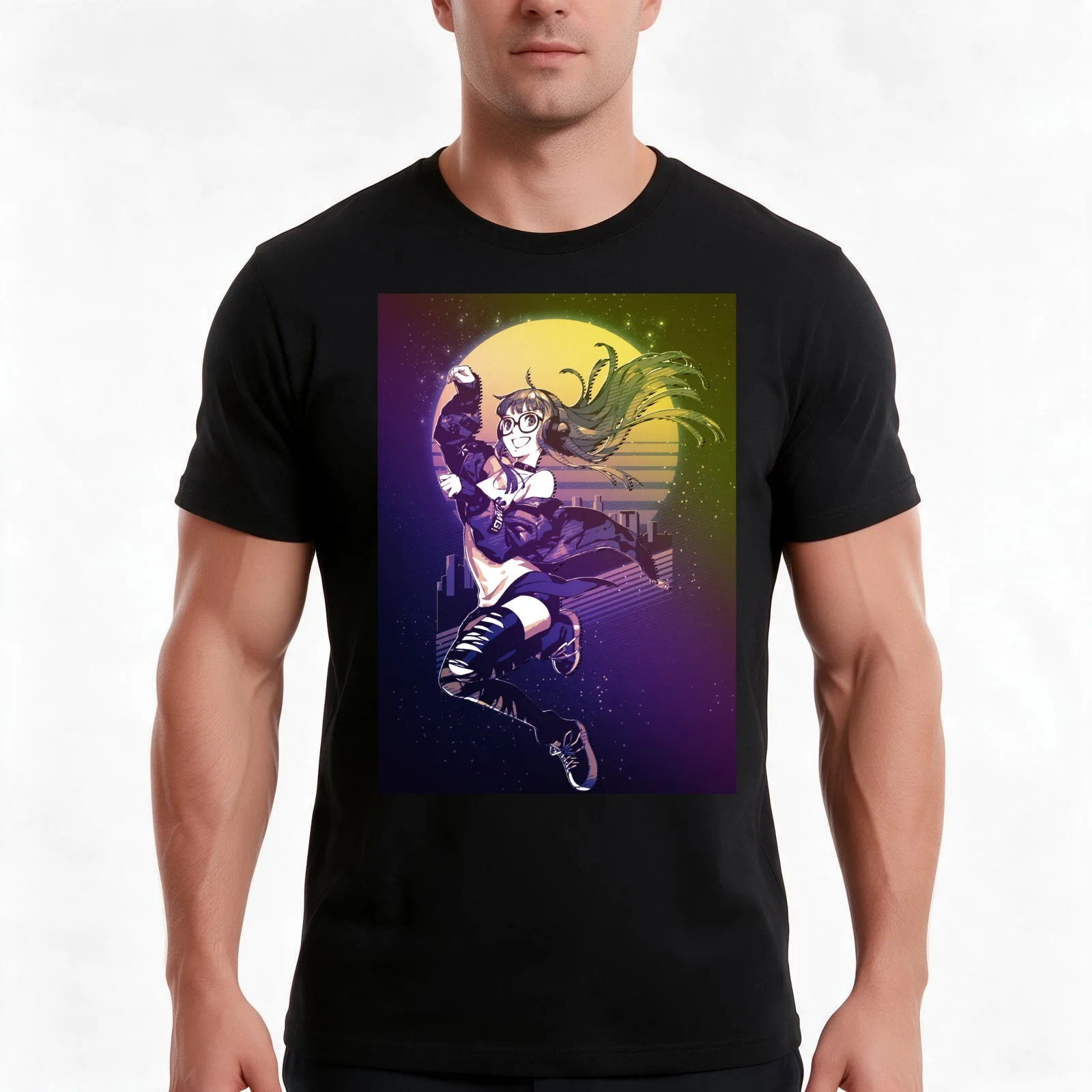 Futaba Sakura Retro T-Shirt, Summer Casual Cotton Tee, Oversized Streetwear Tops, Vintage Graphic Print, Loose Fit Short Sleeve