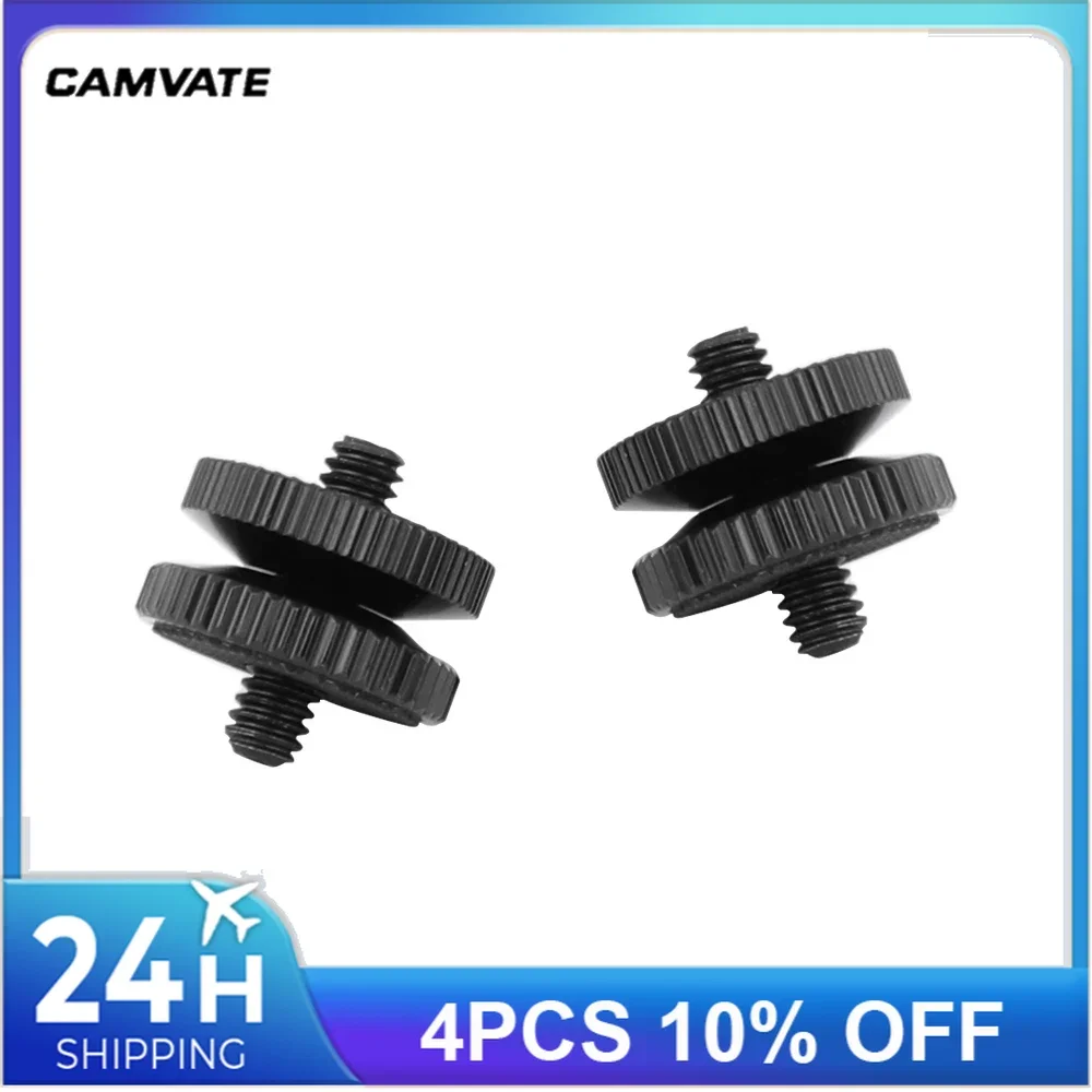 CAMVATE 2 Pieces Standard Aluminum Double-ended Screw Connector Adapter With Double End 1/4