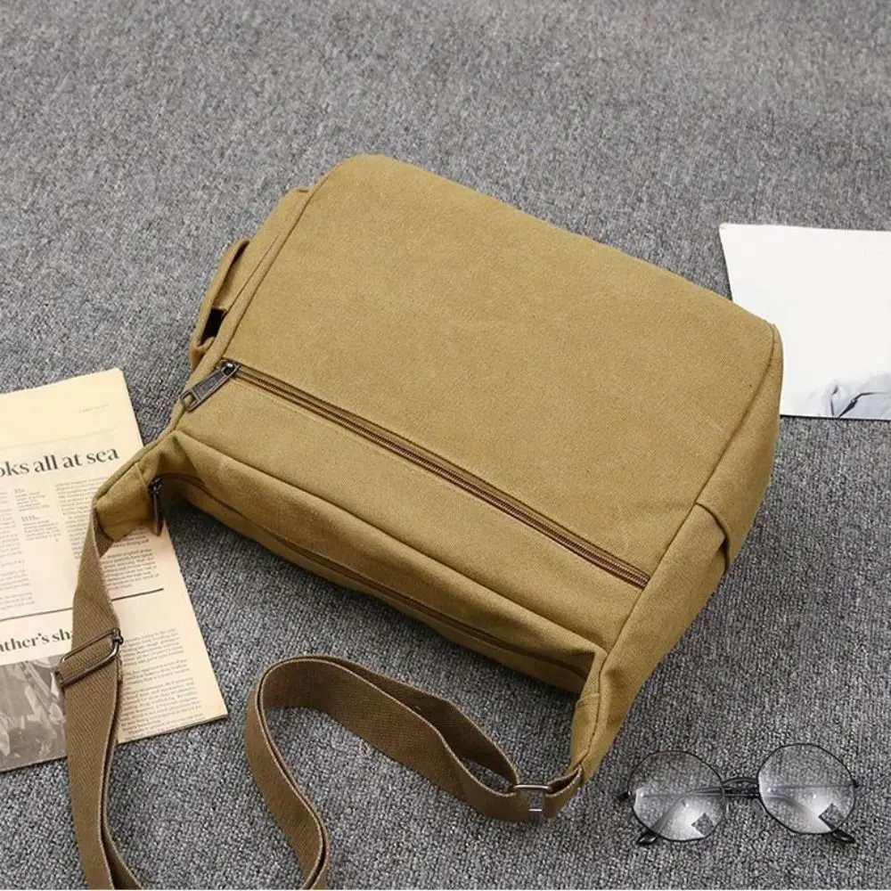 حقائب ساع للرجال على الطراز الكوري متعددة الوظائف مع جيب من القماش حقيبة كروس ذات سعة كبيرة بلون سادة حقيبة أدوات للسفر