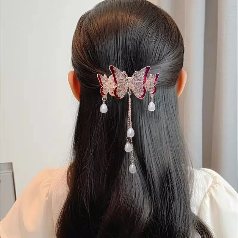 

Female New Headwear Rhinestone Butterfly Tassels Small Hair Clips Women Girls Casual Festivals Hair Accessories Ladies' Headband
