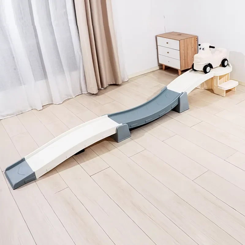Factory Sale Cartoon Design Indoor Educational Toys Plastic White Children Track up and Down Roller Coaster Ride on Car