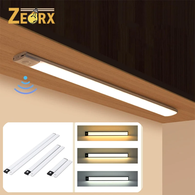 

Under Cabinet Lighting Rechargeable, 10-40cm Super Bright Motion Sensor Wireless Closet Lights with 3 Color Temperature Dimmable