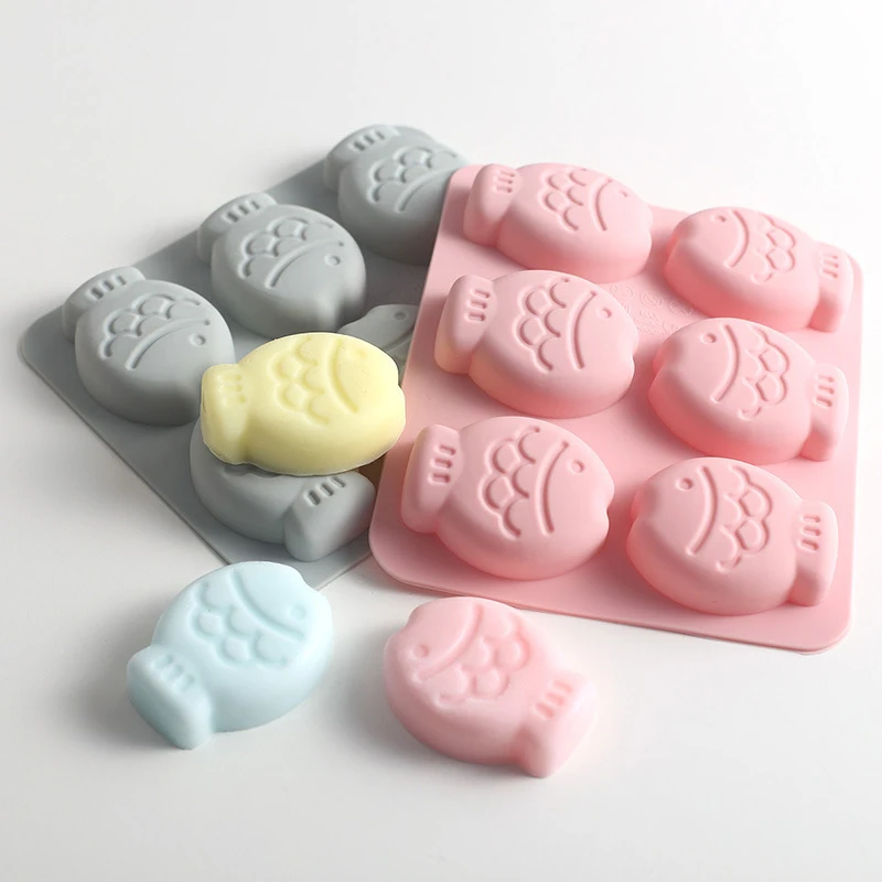 Silicone Molds Handmade Soap Mould Diy Round Fish Shape Form Making Soap Candle