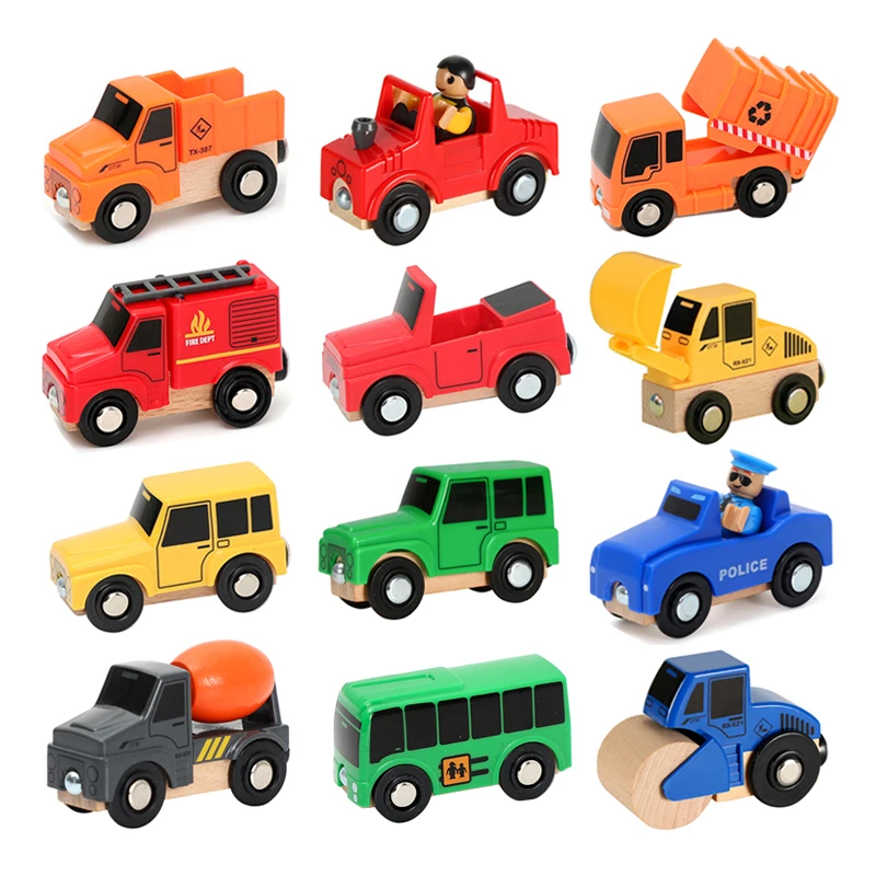 Wooden Bottom a Number Of Multifunctional Magnetic Car Scene Car Compatible With Various Brands Of Wooden Rail Children's Toys