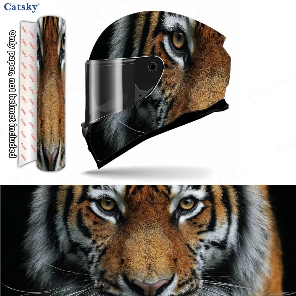 

Tiger Realistic Dominant Helmet Vinyl Wraps, Waterproof Scratch-Resistant Full Face Helmet Decals, Durable PVC Decoration Protec