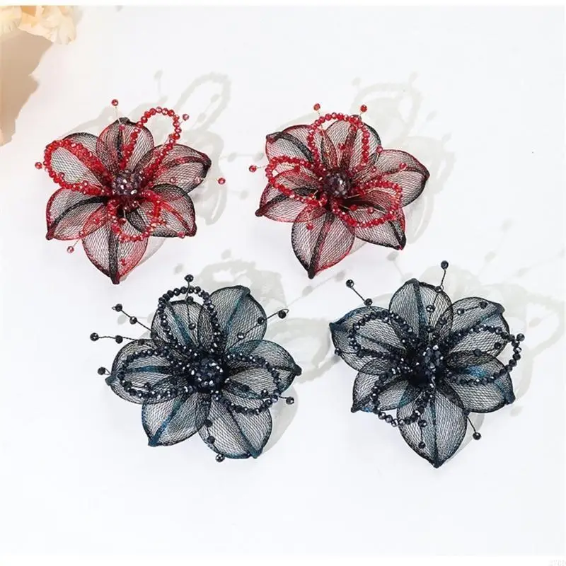 270D ดอกไม้ลูกปัดคริสตัล Applique เย็บบนเข็มกลัดผมสำหรับงานแต่งงานชุด