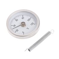 1PC 63mm Dial Aluminium Clip-on Spring Pipe Temperature Bimetal Thermomet Testing Gauge Pipe Surface Thermometer 0-120 DegreeC
