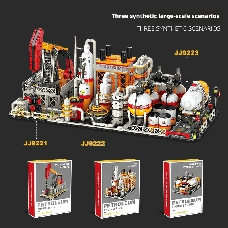 석유 공학 스트리트뷰 도시 모듈러 빌딩 블록 벽돌 MOC 모델 플레이세트(어린이 및 성인용 액세서리 포함)