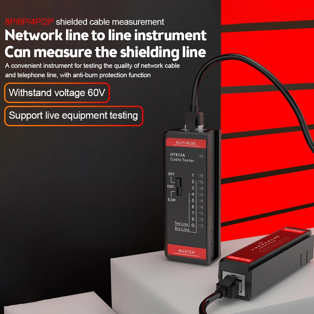HT812A Network Cable Tester HT812A UTP LAN Cable Finder RJ11 RJ45 Master and Remote Set Alignment Line Tracker