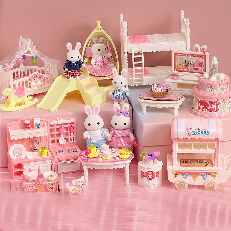 Little Rabbit Dresser Lovely Scene Play Toys Simulation Modelling Children Birthday Gift Indoor Parent-Child Interaction