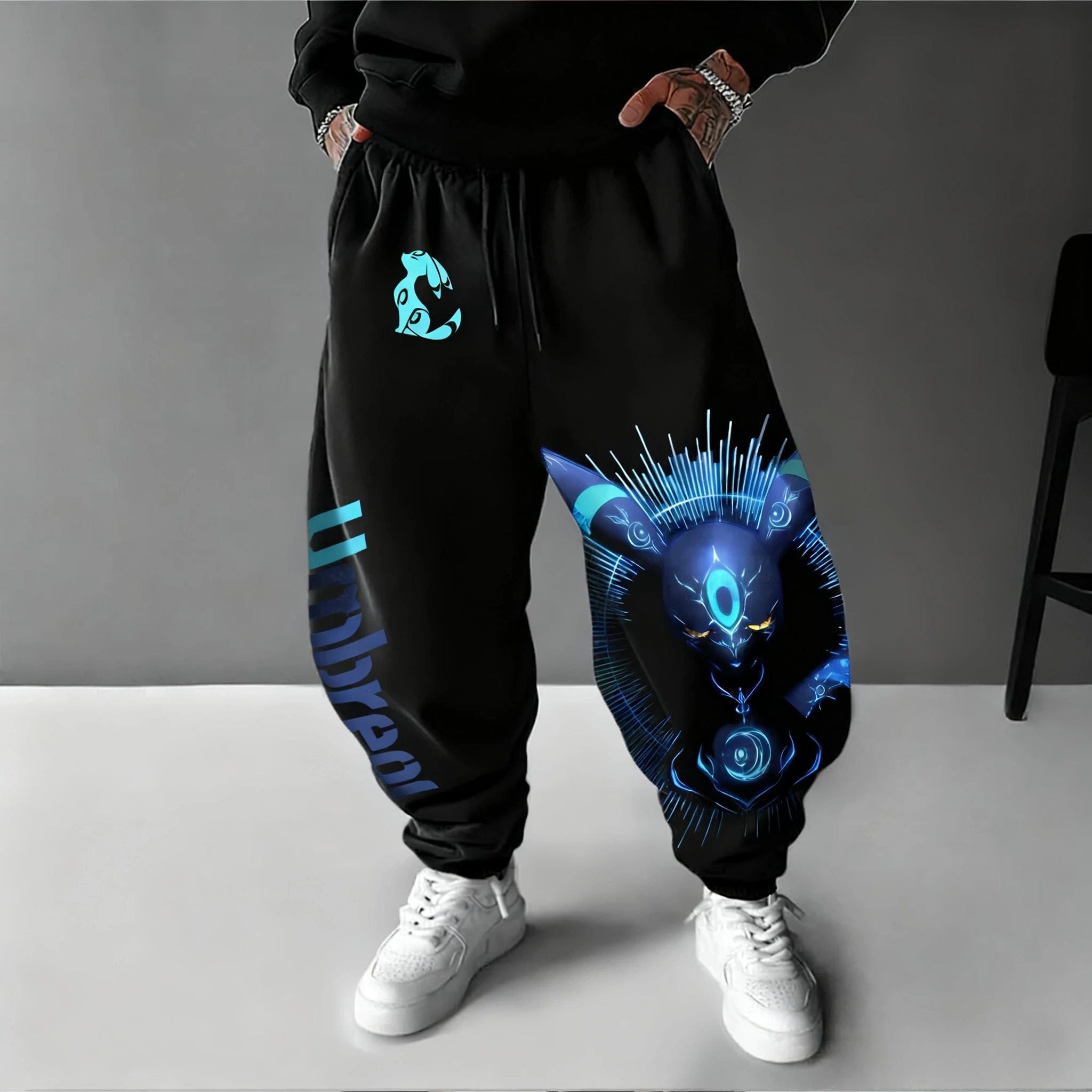 

Покемон аниме Umbrion красочные хлопковые милые штаны с принтом 2022, осень/зима, новые мужские повседневные свободные брюки в стиле Харадзюку с большим резьем