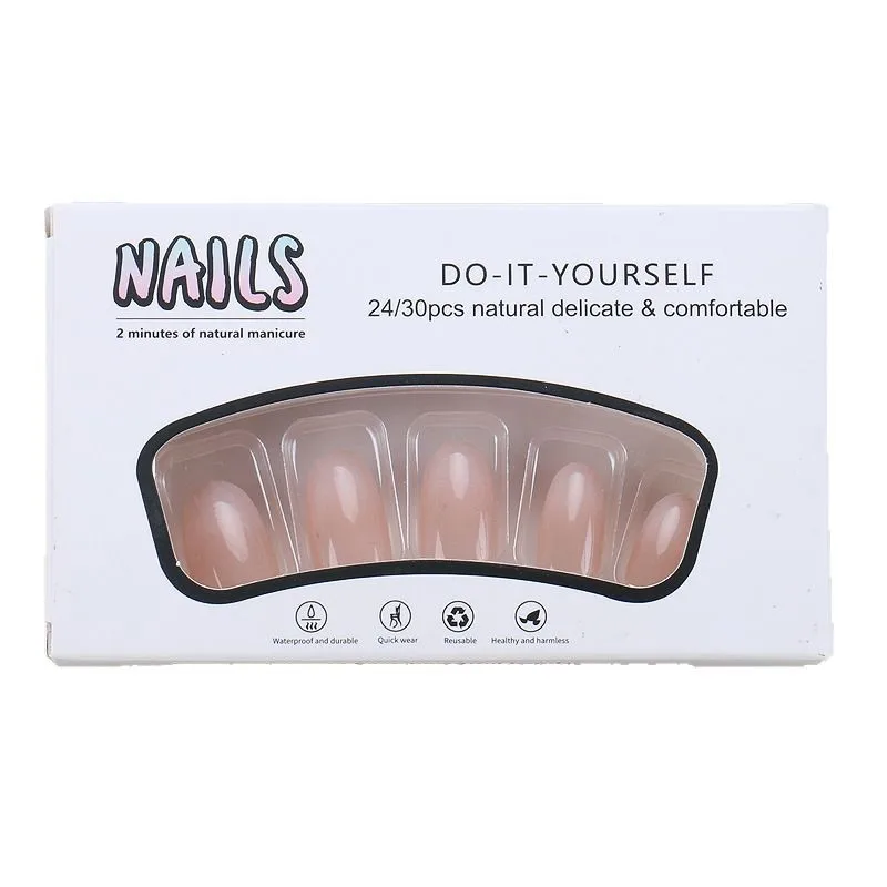 

Wear nail naked skin gradual change nail art tablets finished 30 pieces short almond fake nails