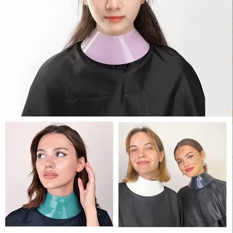 Capa de Cabeleireiro Ajustável em Silicone para Coloração e Tratamentos Químicos, Protetor de Pescoço Profissional Reutilizável para Salão