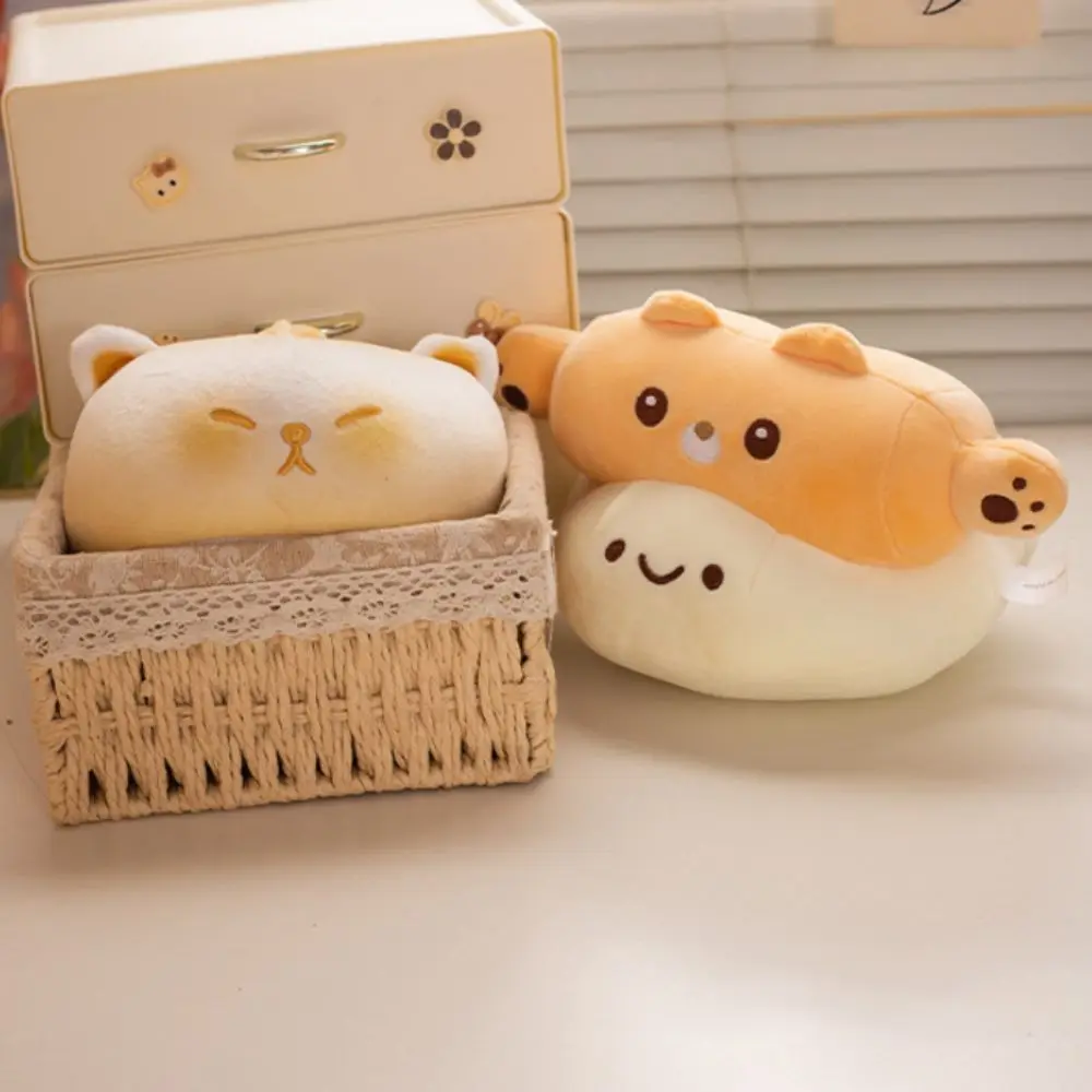 Soft Rolling Pin Cat Plush Toys Big Eyes Smile Dough Cat Plush Doll Cartoon Cute Rolling Pin Dog Plush Doll Home Decor