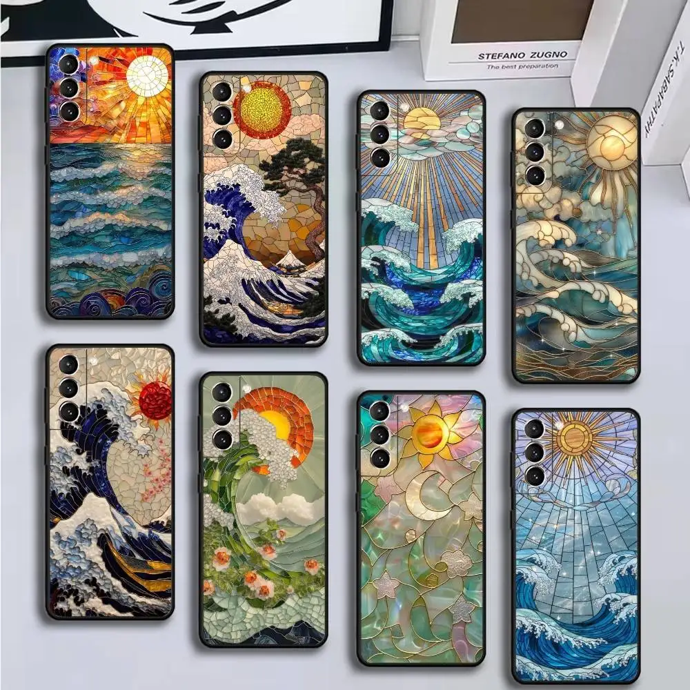 

Aesthetic Glass Printed Phone Case For Samsung GalaxyA13,21s,22,31,32,52,53,71,72,73,Soft Black Cover