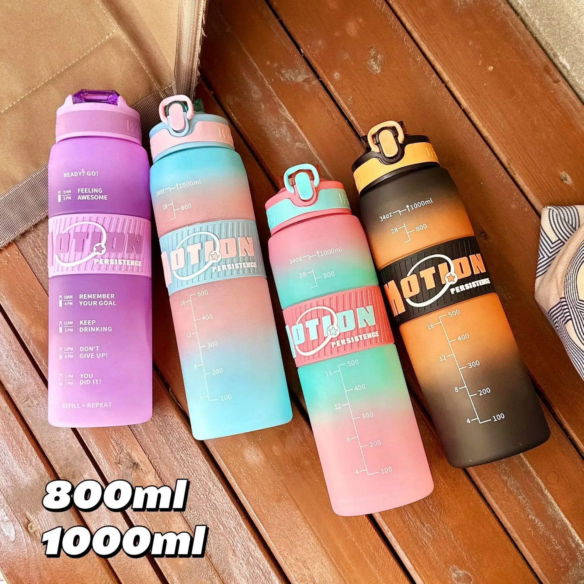 Botella de agua deportiva con pajita, recipiente portátil de 1000ml, duradero, para gimnasio, Fitness, para beber, figuras de Pokémon