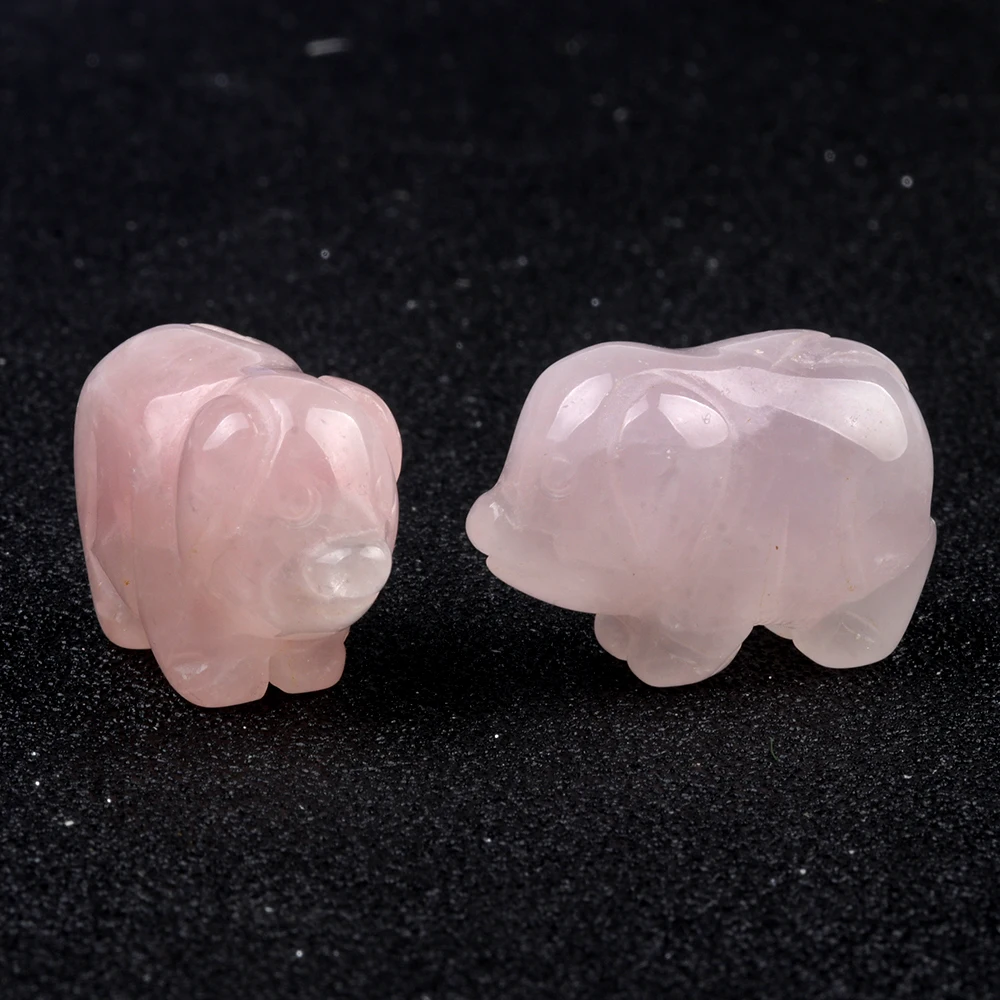 1pc Natural Crystal Agate Semi Precious Stone Cute Pig Shaped Carved Stone Handicraft, Tabletop Small Ornaments Home Decoration