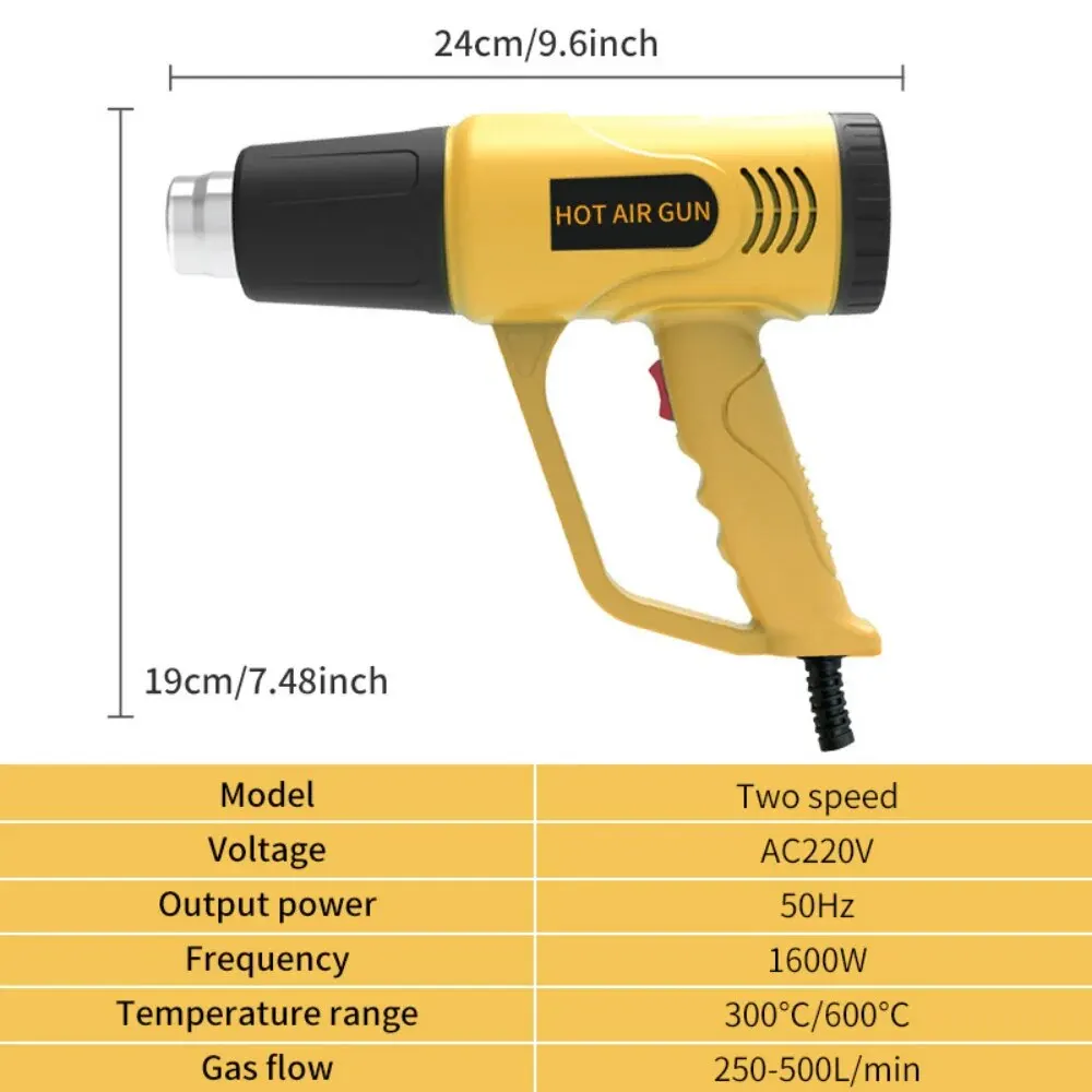 Heat Gun 1600W Handheld Industrial Grade Hot Air Gun Two Temperature Setting For Home Decor Projects & Crafting