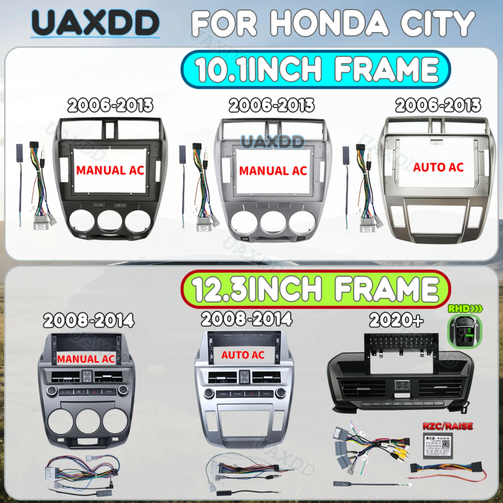 10.1INCH 12.3INCH Plastic Accessories Fascia Dashboard Interior CD 2Din Car Frame For Honda City Automotive Center Console Panel